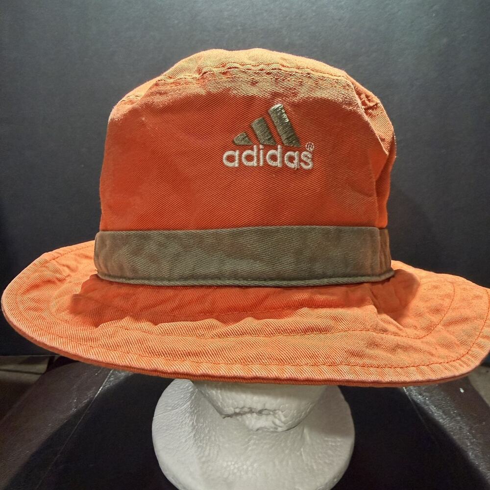 Vintage 90’s Adidas Orange Cargo Bucket Hat L/XL